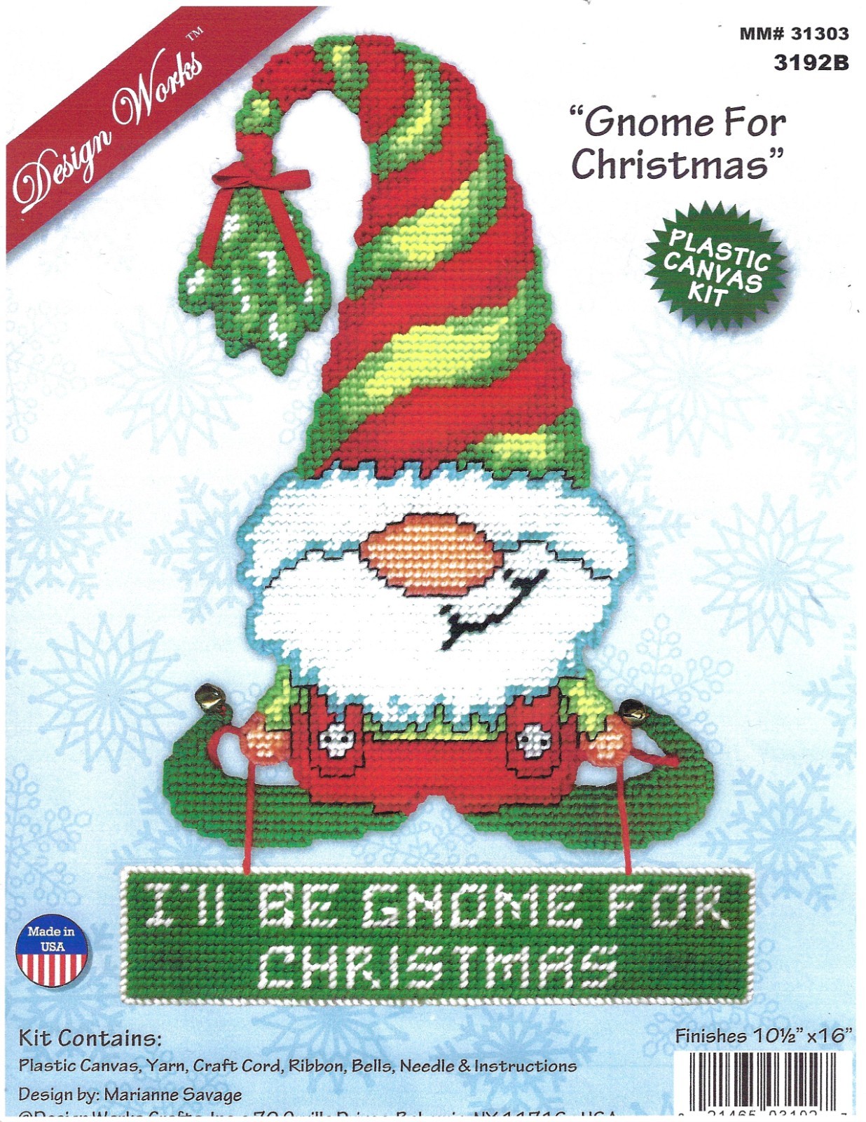 GNOME FOR CHRISTMAS WALL HANGING  7ct plastic canvas PATTERN (#TF0310)