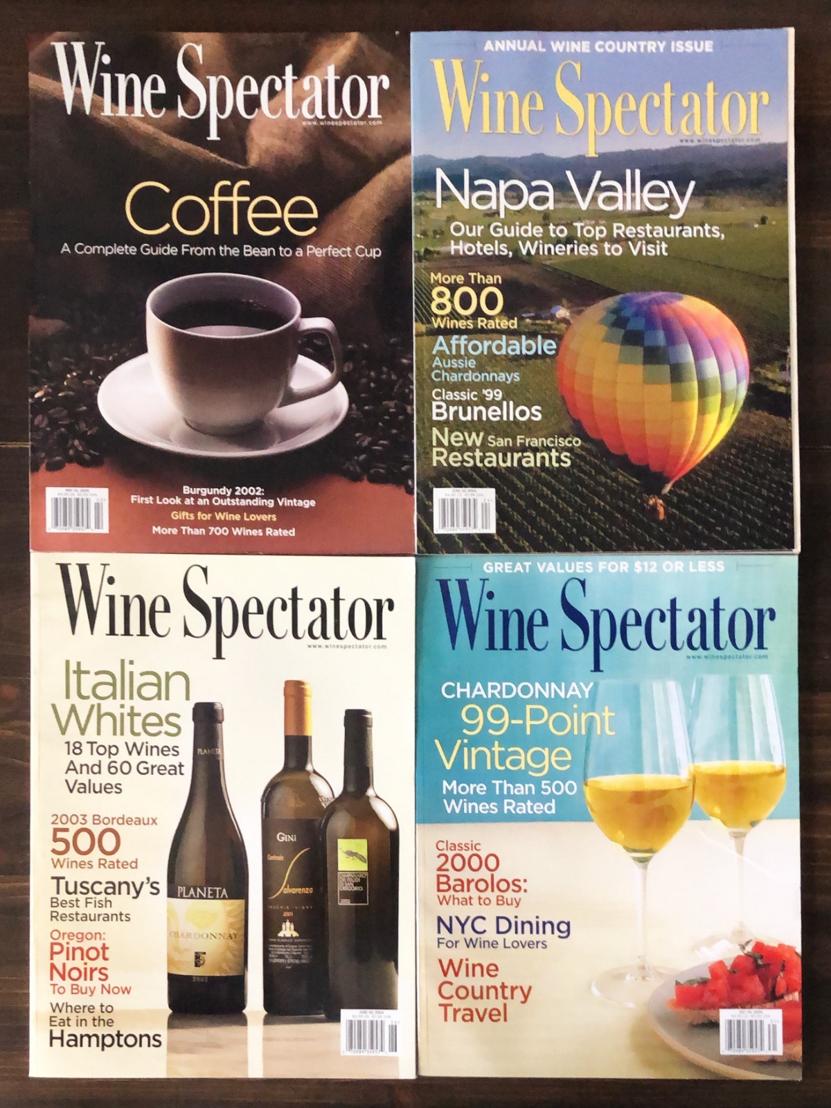 2004  Wine Spectator Magazine - Lot of 4 (May 31, Jun 15, Jun 30, Jul 31)