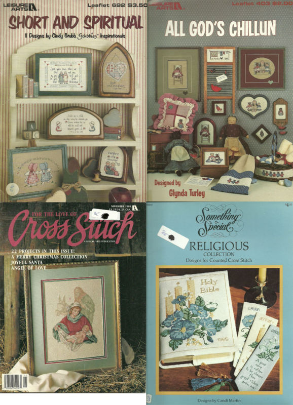 4 VINTAGE CROSS STITCH BOOKS SPIRITUAL HOLIDAY ANGEL