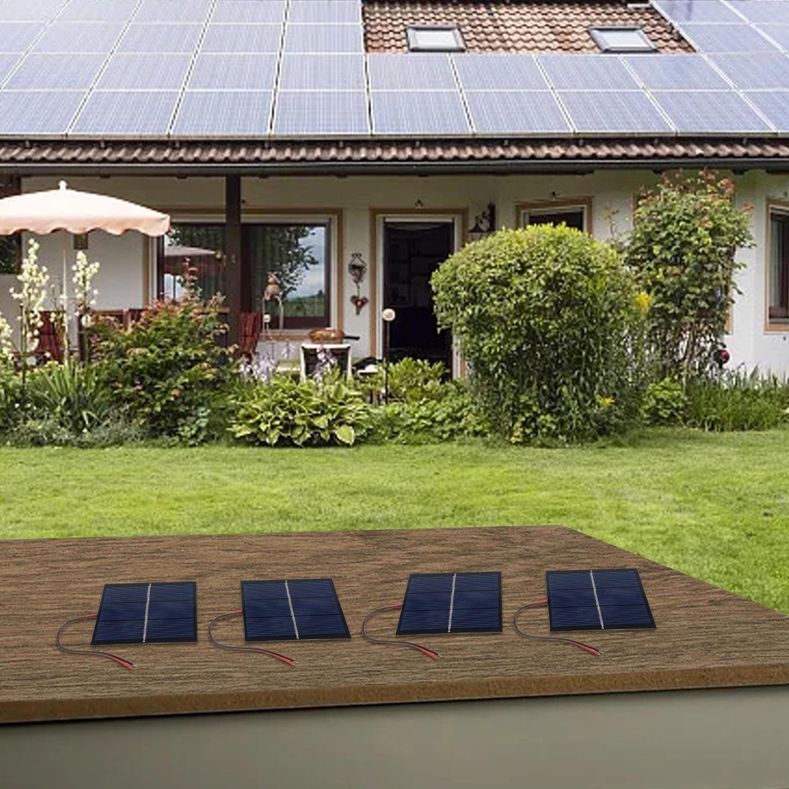 4 Pack 065W 15V Small Solar Panels Wired for Portable Electronics Power 60x80mm