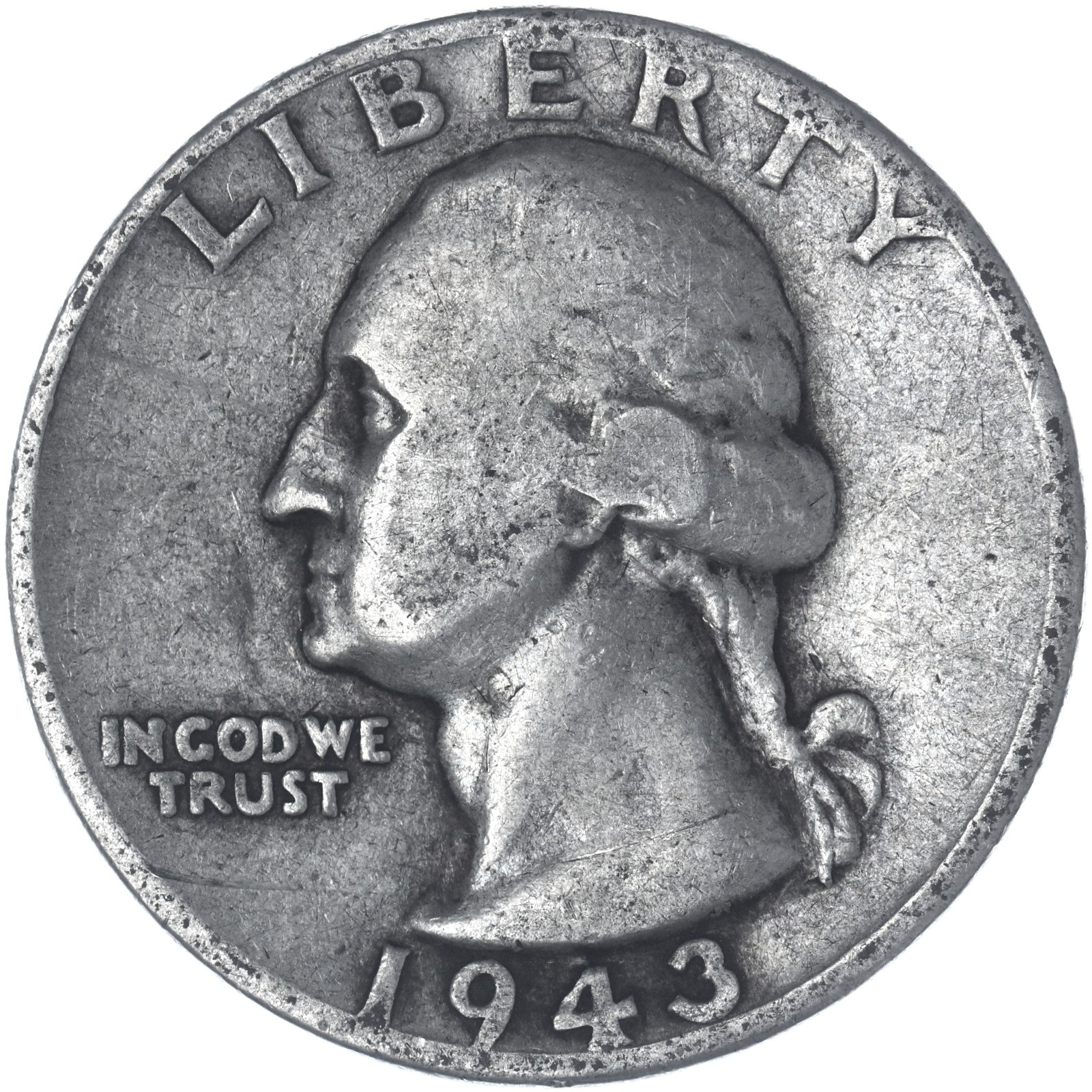 1943 (P) Washington Quarter 90% Silver Very Good VG See Pics G910