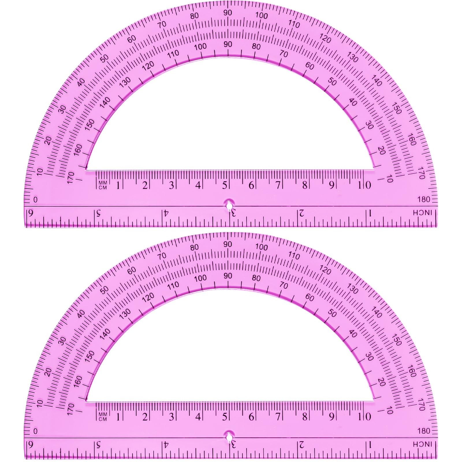 2 Pack 6 Inch Plastic Math Protractors 180 Degrees Angle Measurement
