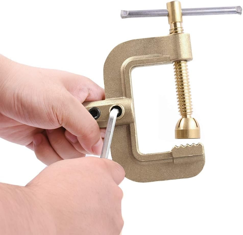 400A C-Style Welding Ground Clamp, Heavy Duty Solid Brass Earth Clamp with Screw