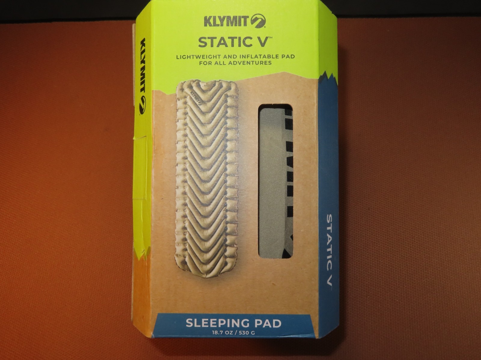 Klymit Static V Inflatable Sleeping Pad, 3" Lightweight Air Bed- COYOTE SAND