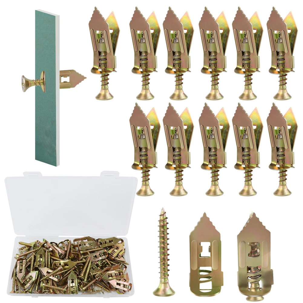 100 Pack Self Drilling Drywall Anchors with Screws, Suitable for Tv, Cabinets