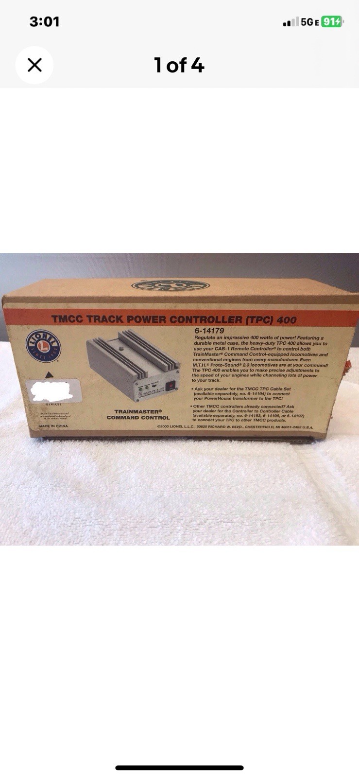 Lionel Trains Trainmaster Command Set Cab-1 Remote & Command Base Item 6-12969 B