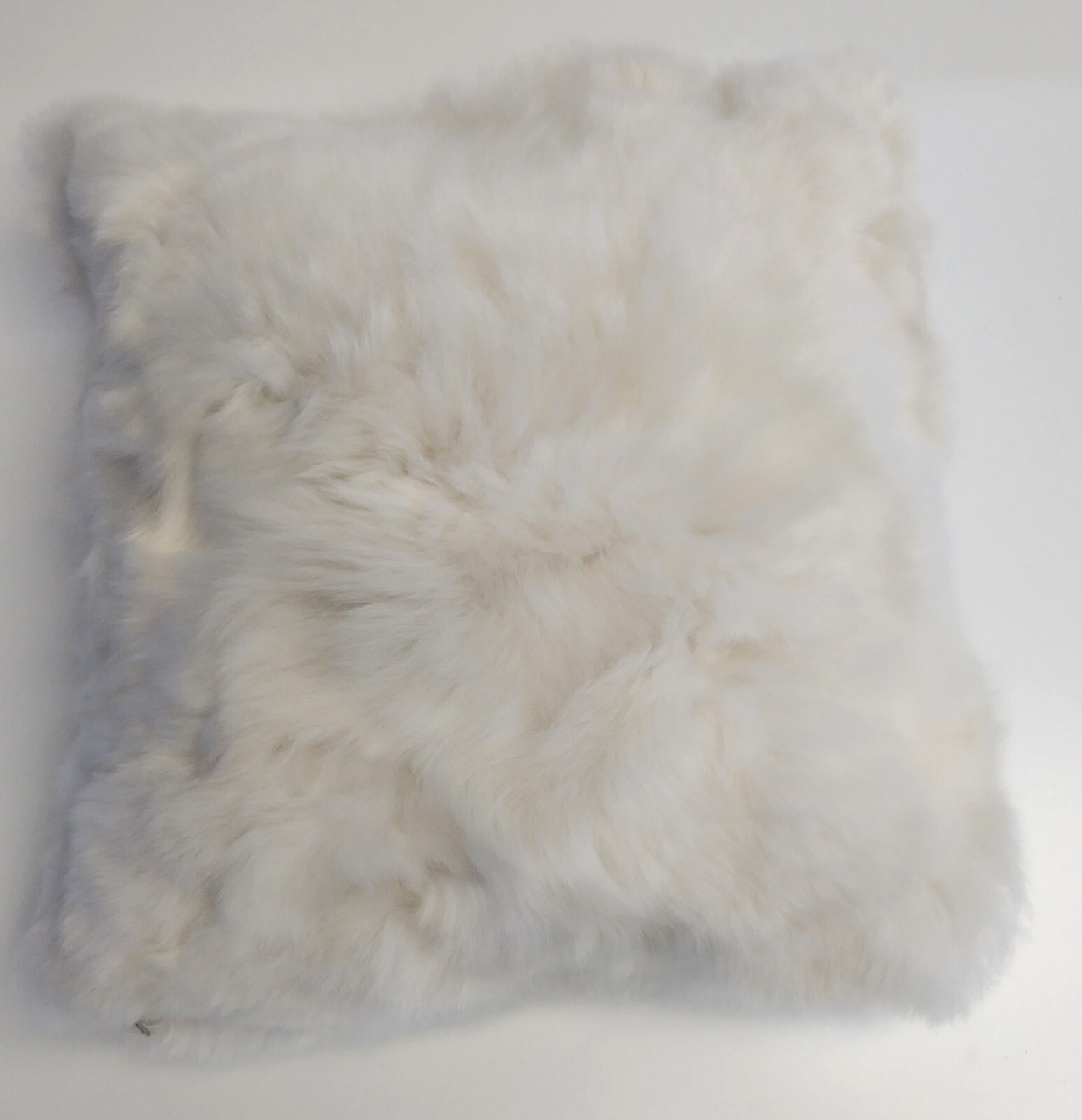 PERUVIAN INCA COVER, WHITE ALPACA BABY CUSHION COVER. 16X16IN
