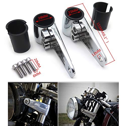 SMT- billet Aluminum Headlight Fork Mounting Brackets Compatible With Chrome