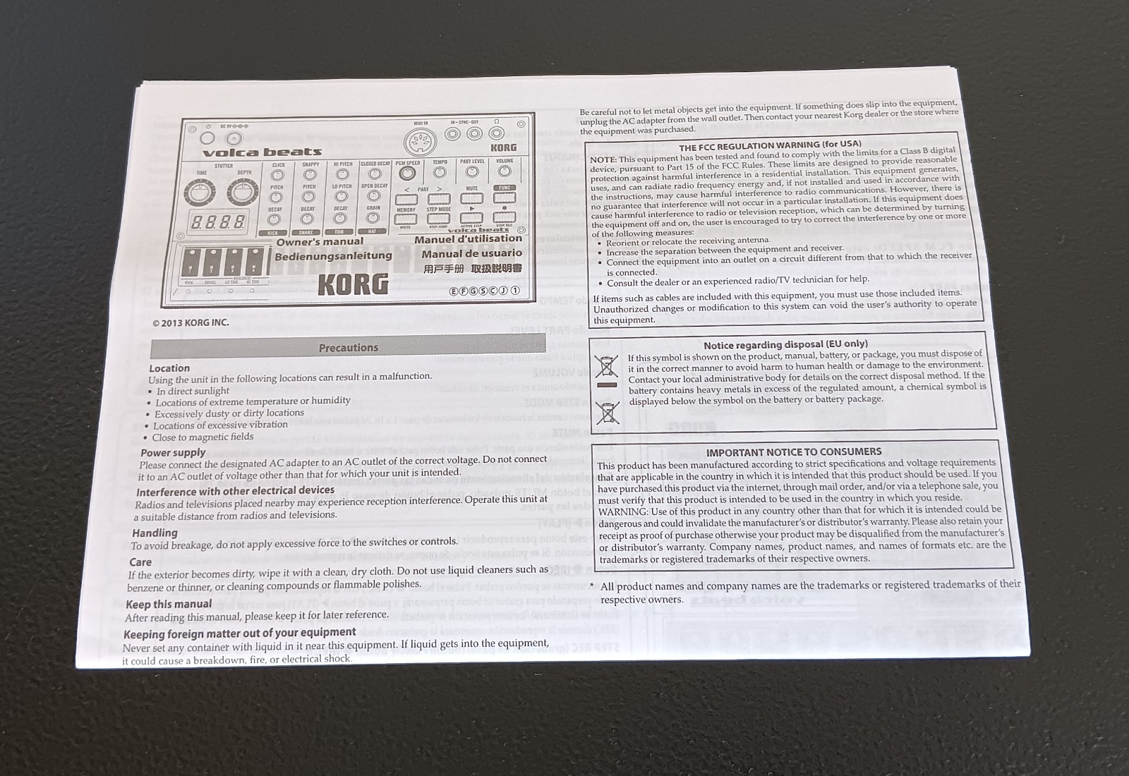 Korg Volca Beats Analog Drum Machine