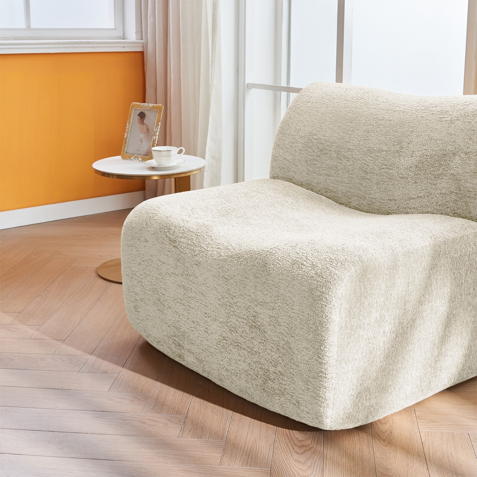Space-Saving Single Foam Sofa Chair with Footrest & Pillow