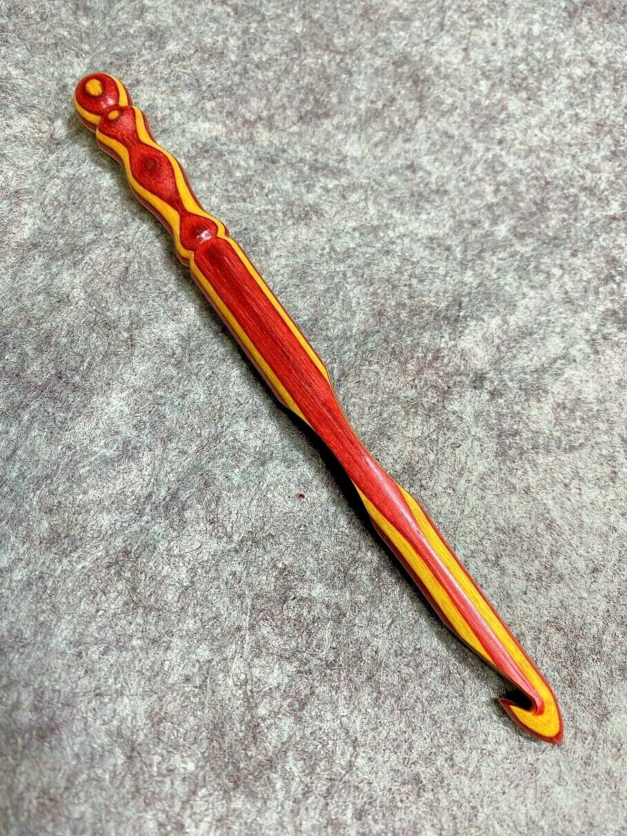 Hand carved Terracotta Wood YARN  CROCHET HOOK  size L