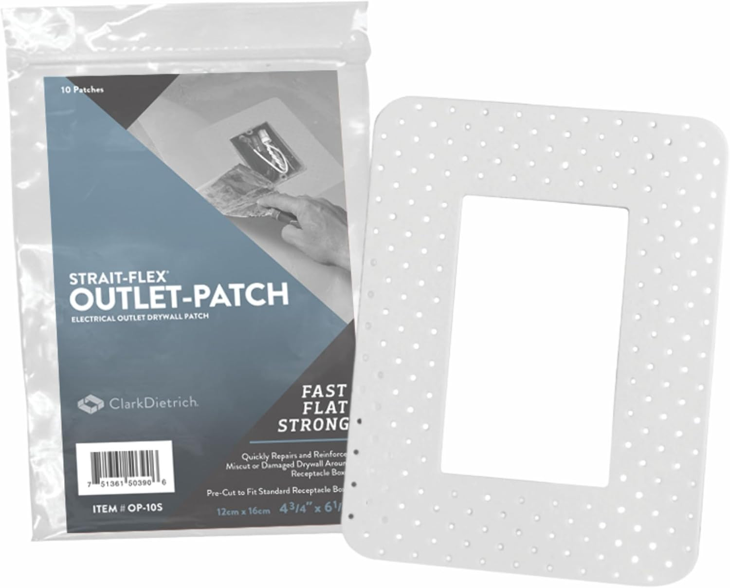Strait-Flex OP-10S Drywall Patch Pre-Cut for Electrical Outlets 10-Pack