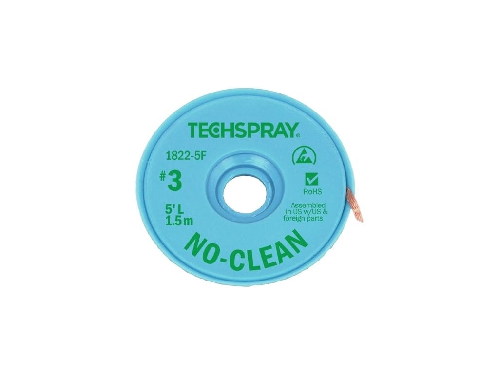Techspray 1822-50F - Tech Spray Desoldering Braid No Clean #3 Green 50'