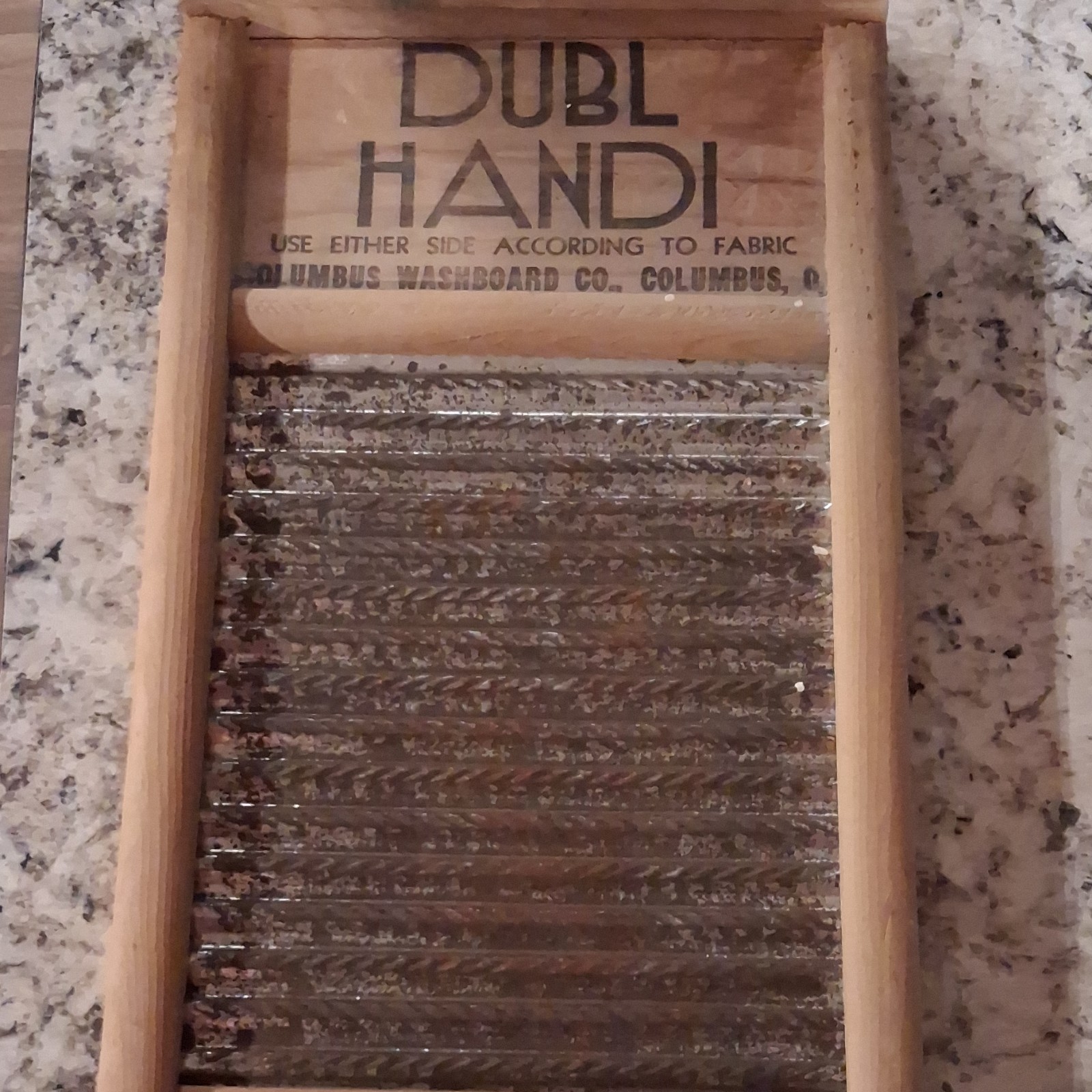Columbus Washboard Co. Dubl Handi Wash Board Wood Metal Portable Laundry Tool