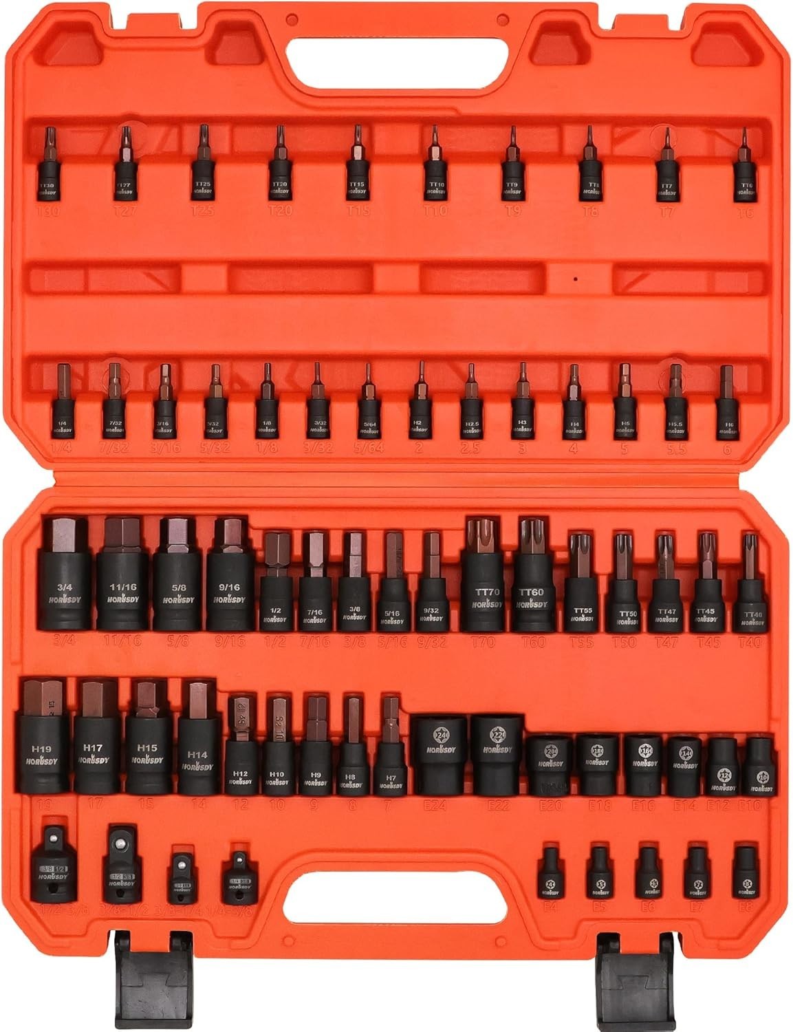 66-Piece Allen Socket Set - Torx Bit Socket and Female External Socket Set, S...