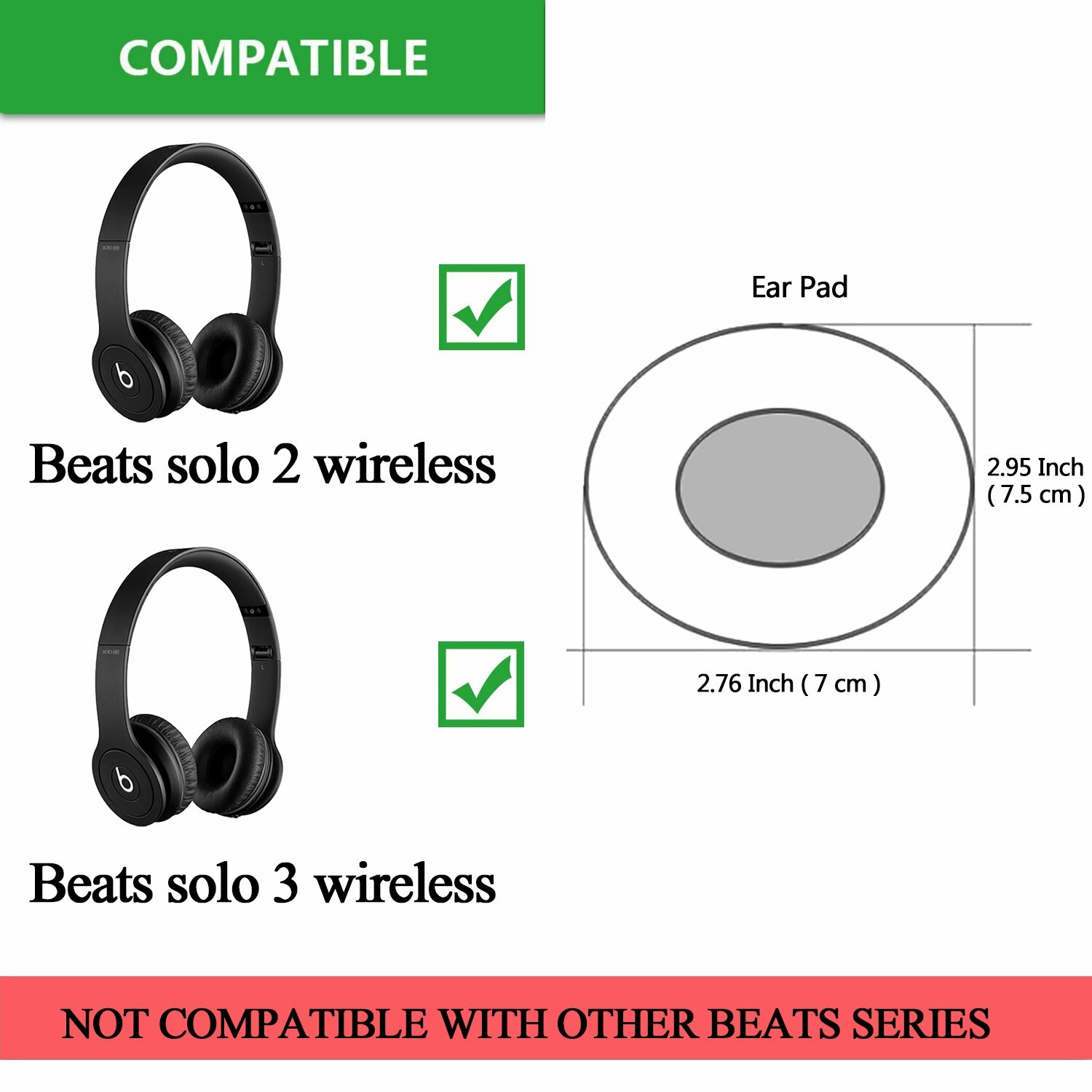Replacement Ear Pads Cushion For Beats Dr Dre Solo 2 & 3 Wireless white @LR