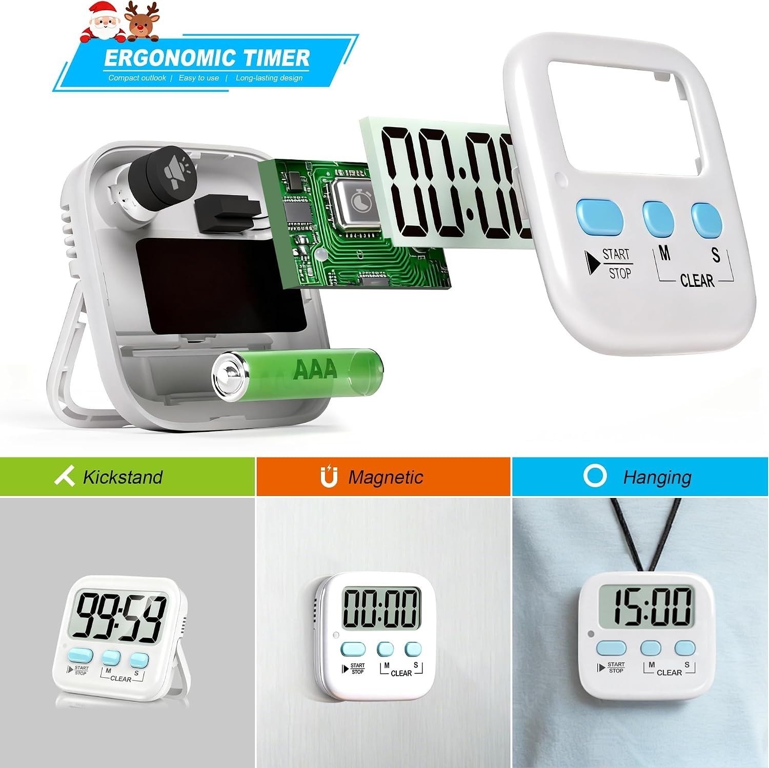 Versatile 2 Pack Countdown Timers with Loud Beep, Perfect for Home or Classroom