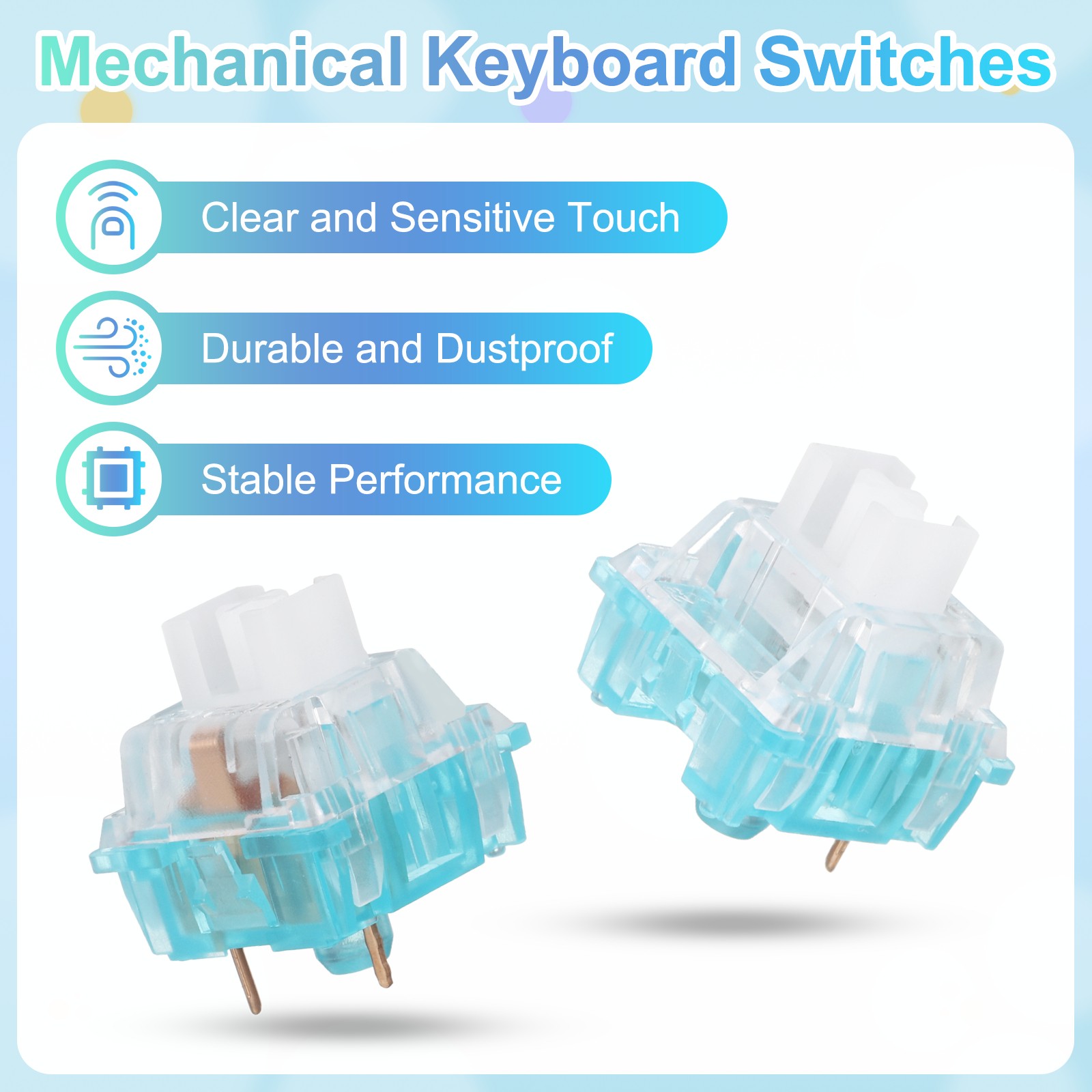 10pcs Blue Keyboard Switches 3-Pin 55gf Linear Keyboard Switch Replacement