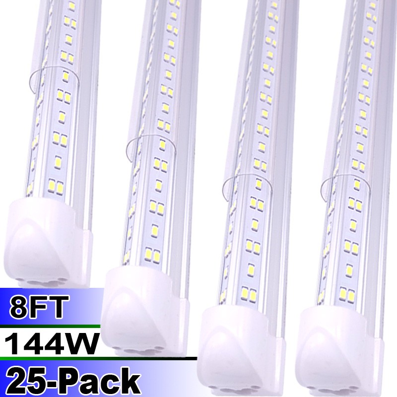 8 FT LED Tube Lights 6500K 8ft LED Shop Light Fixture 144w LED Light Bulbs 25P