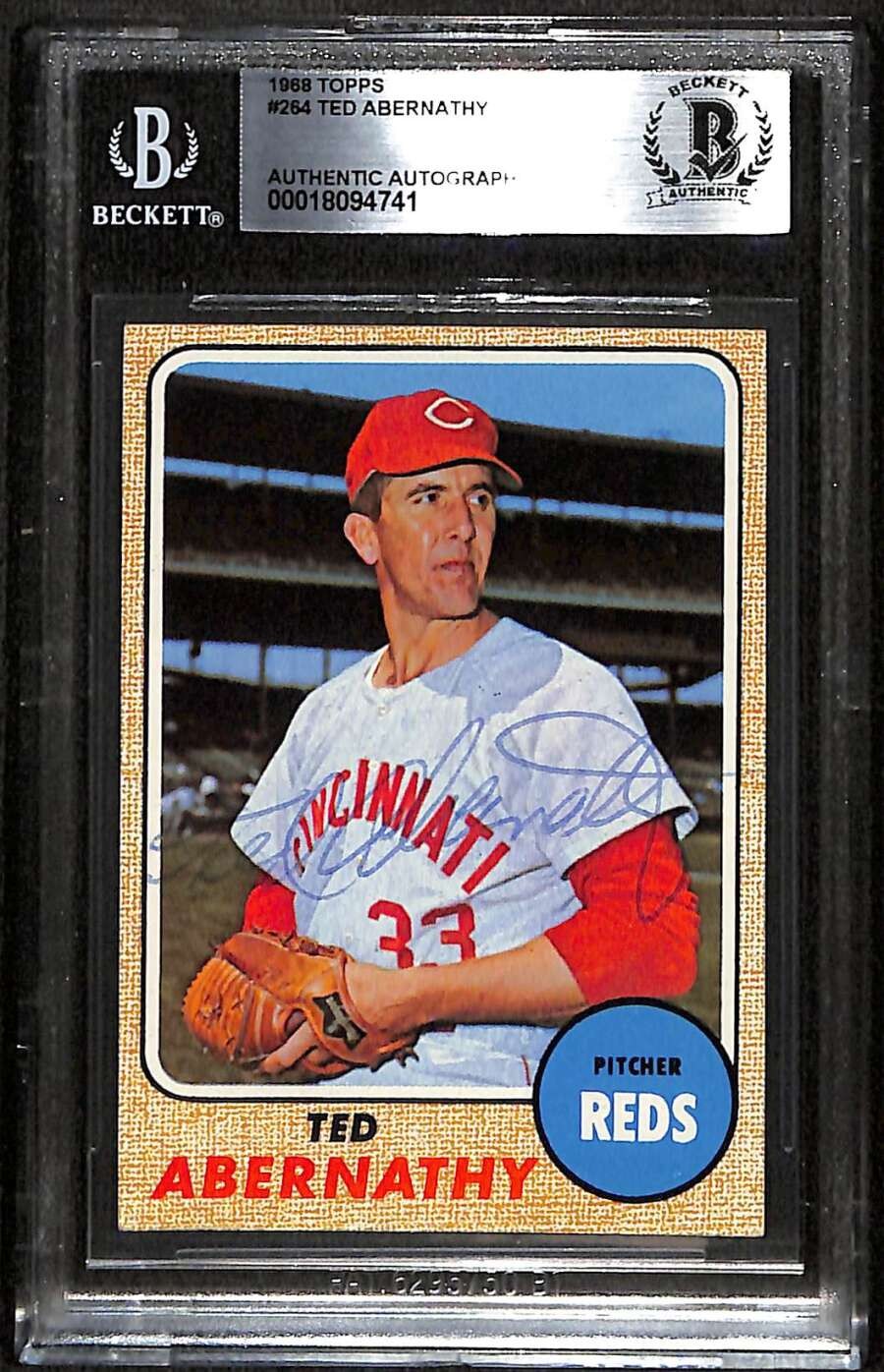 1968 Topps 264 Ted Abernathy  BGS Auto Autographed BAS Authentic C100563