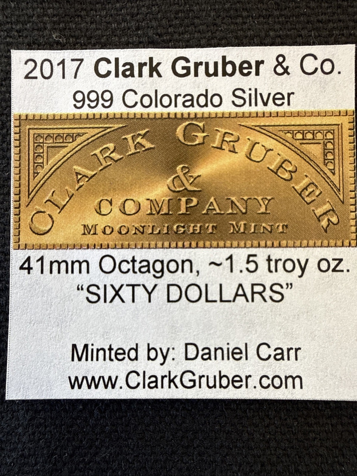 2017 Clark Gruber & Co Sixty Dollars Octagon Token