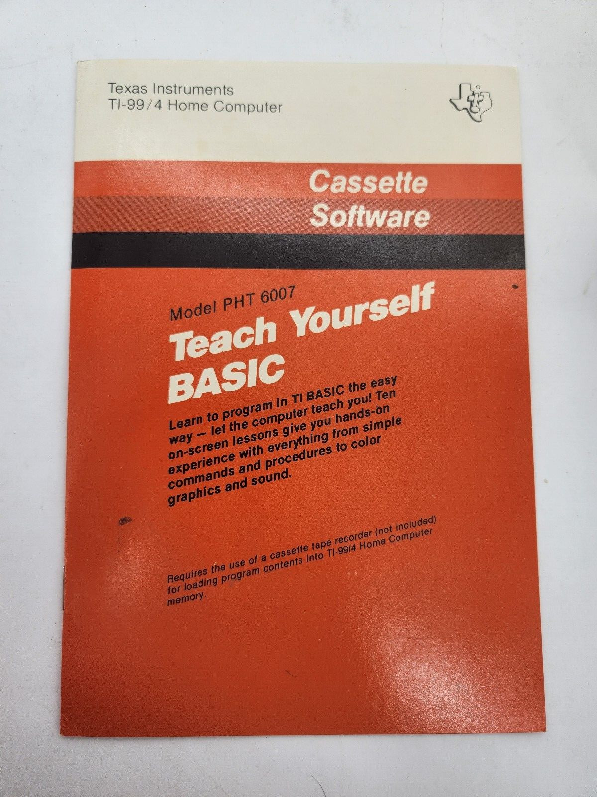 VINTAGE TEXAS INSTRUMENTS Cassette Software Teach Yourself basic PHT 6007
