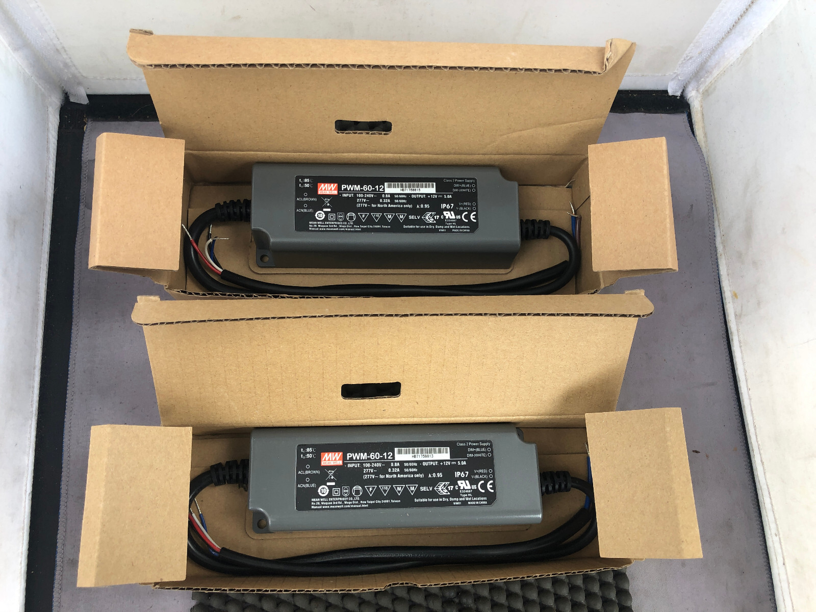 2pc PWM-60-12 Mean Well 60W PWM Style Power Supply | New In Box