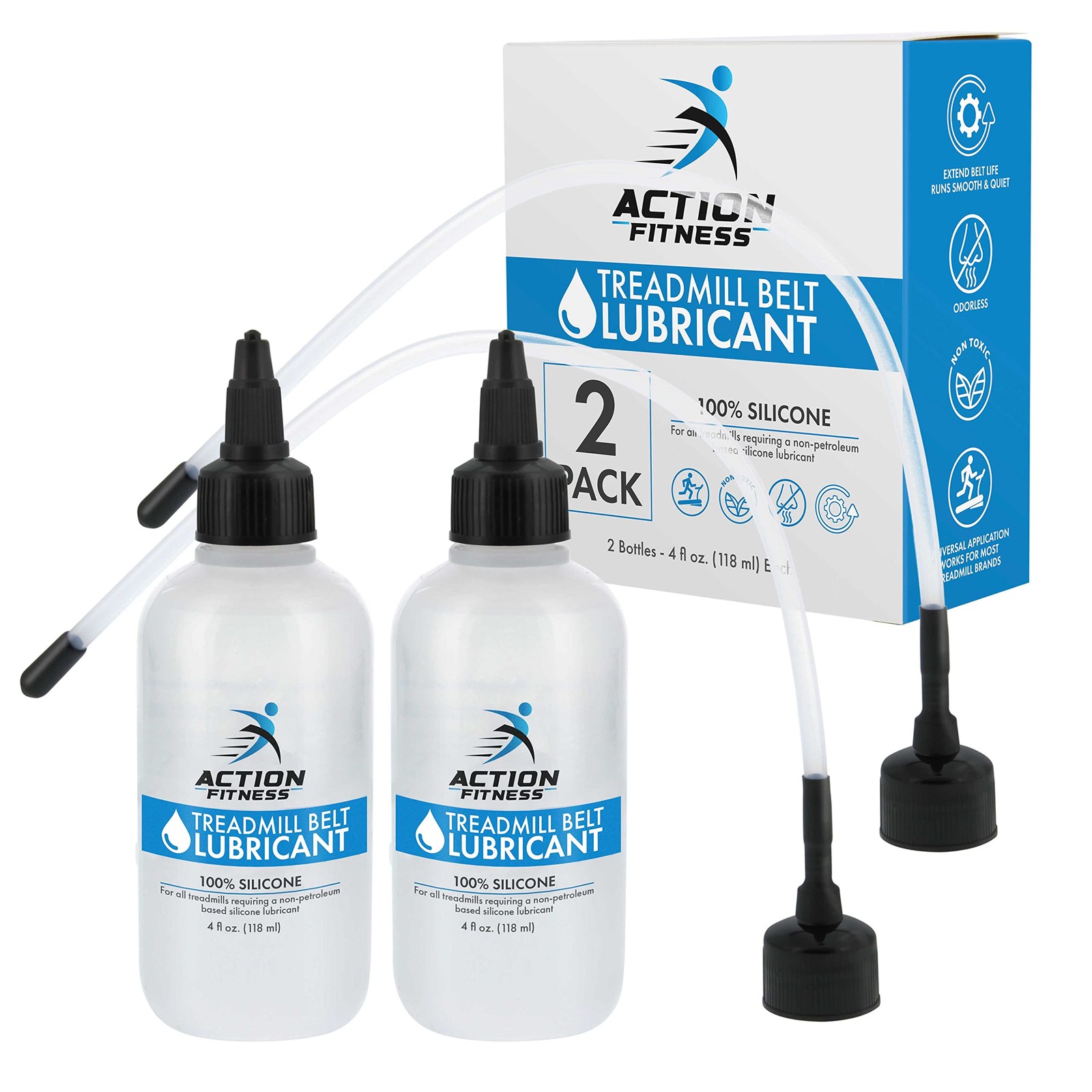 Action Fitness 100 Silicone Treadmill Lubricant for Belt Maintenance 2 Pack -...