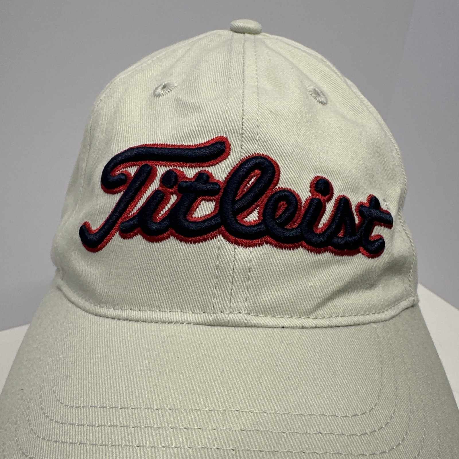 Titleist Golf Strap Back Hat Beige Cap Embroidered #1 Lynch Adjustable