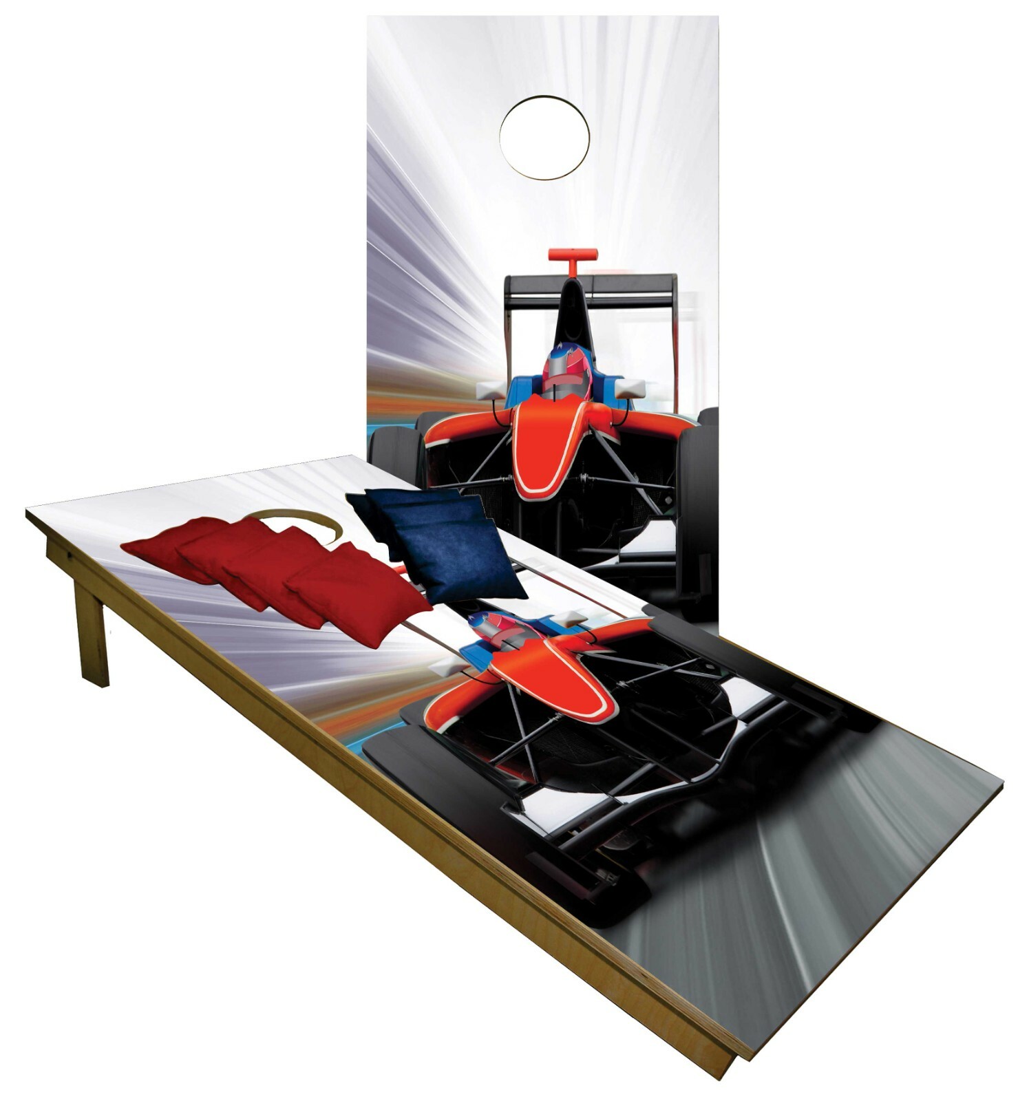CORNHOLE BEANBAG TOSS GAME Racecar w Bags Set