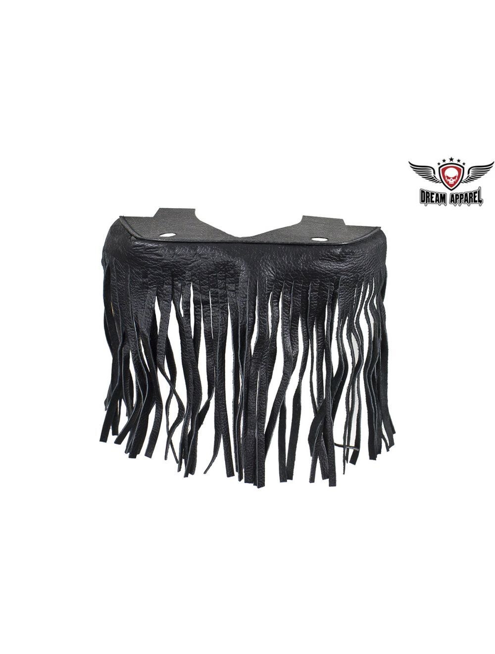 Black Leather Floor Boards with Fringe For Passenger Position Motorcycle Bike