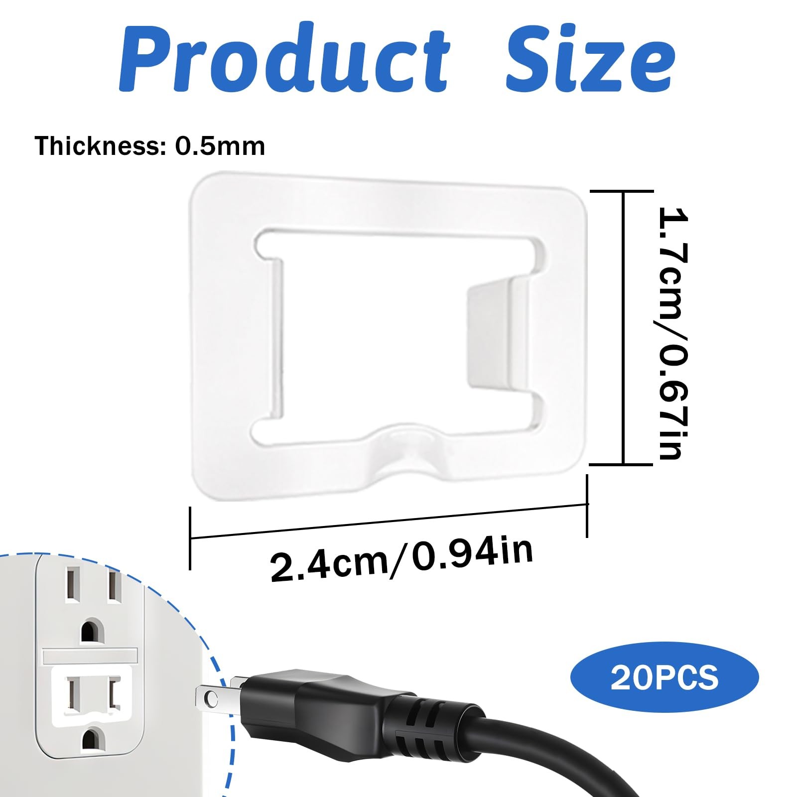 20 Pcs 2 Prong Loose Outlet Plug Fix, Plastic Socket Outlet Tightener Insert ...