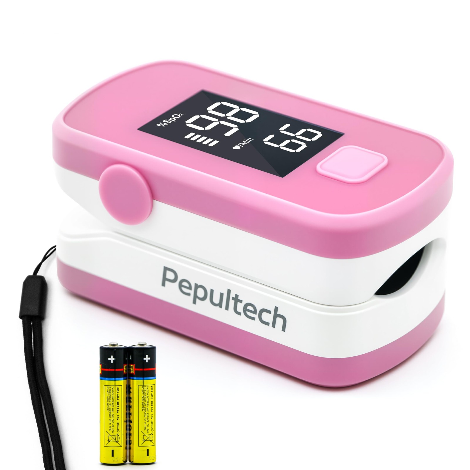 Pepultech Pink Fingertip Pulse Oximeter,Blood Oxygen Saturation Monitor
