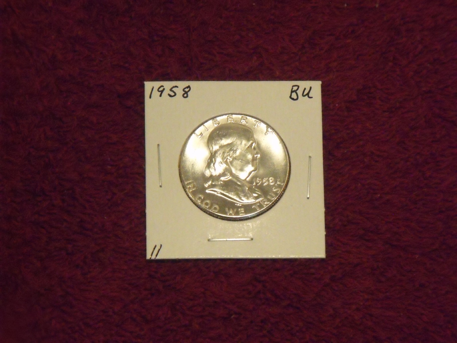 SILVER 1958 Franklin half dollar  Very Nice coin in BU condition   #2