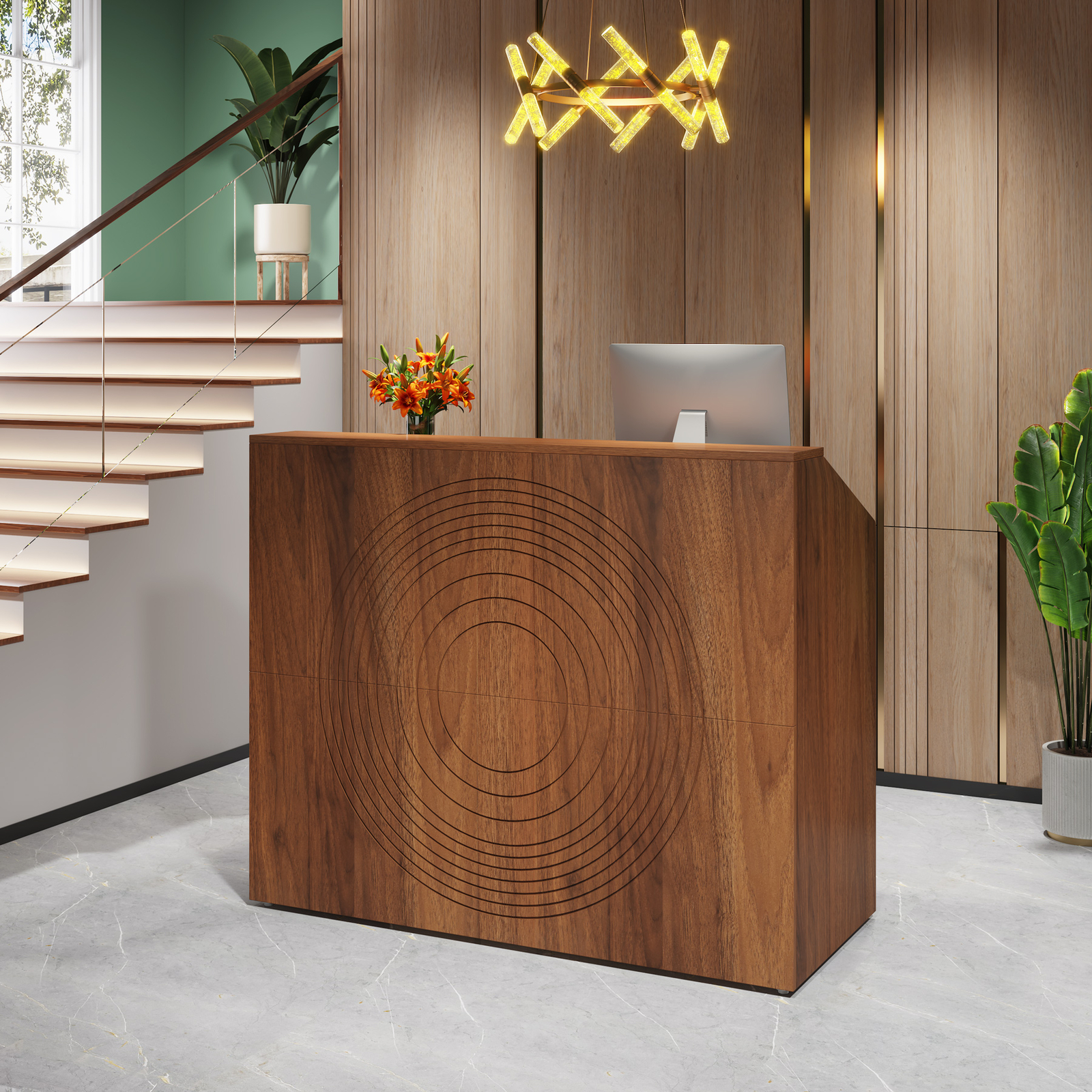 Tribesigns Reception Desk with Counter, Modern Front Desk Reception Room Table