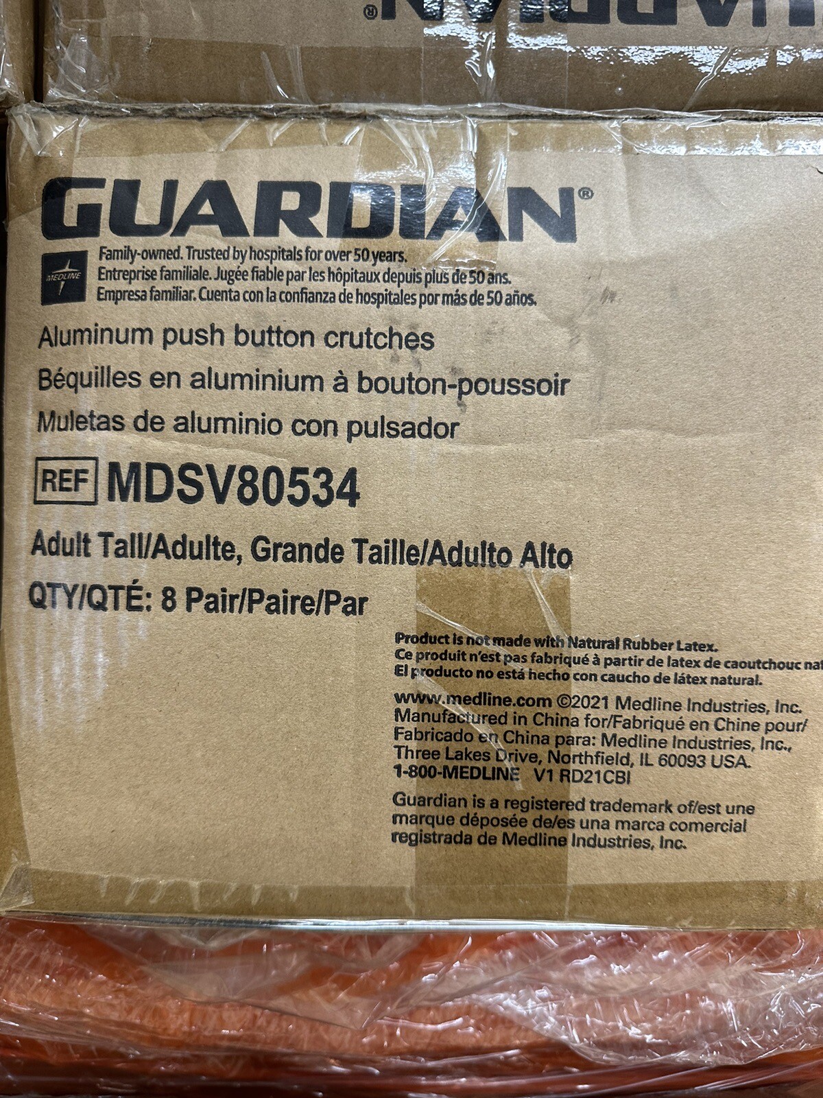 Medline Aluminum Tall Crutches 8 Pair Per Case