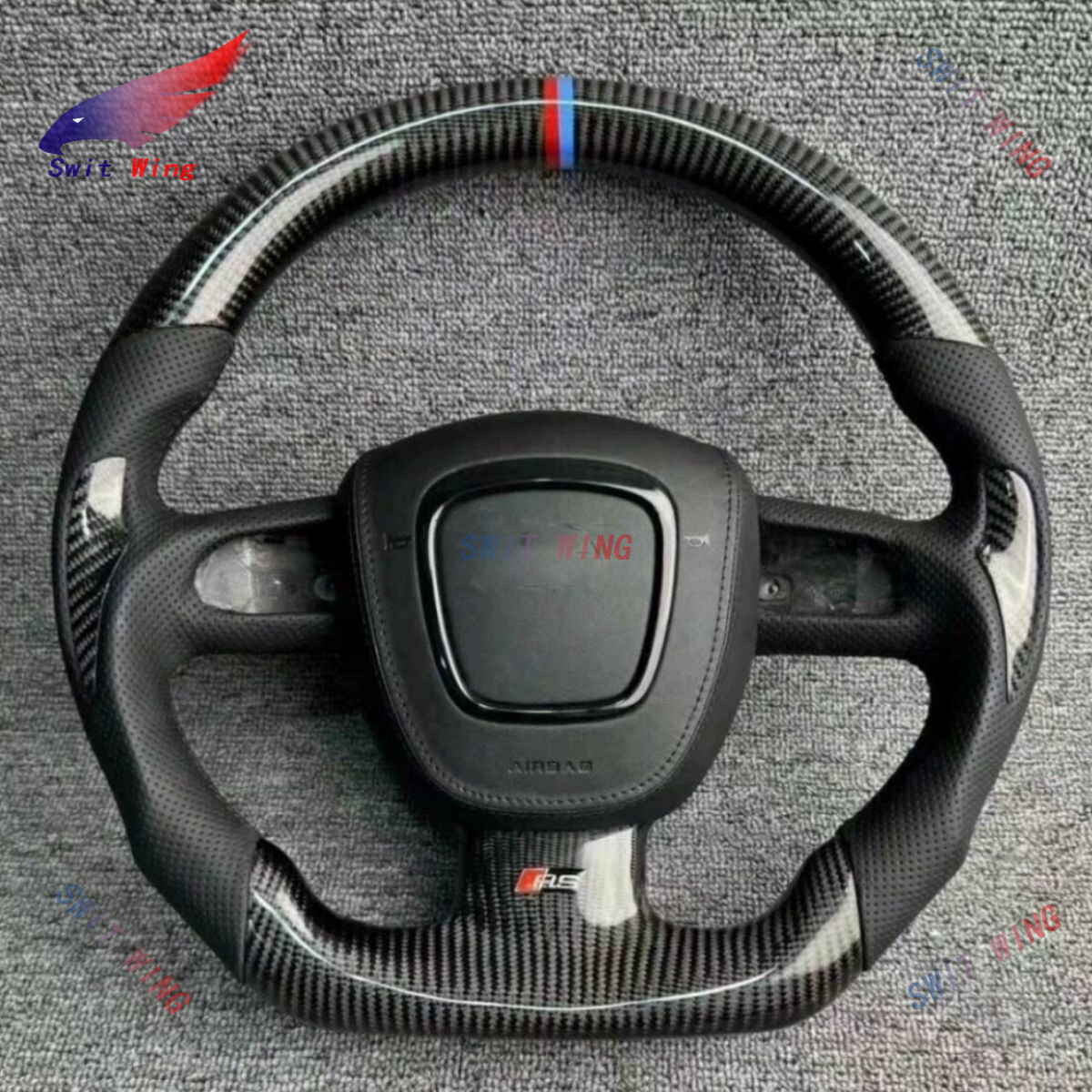 Carbon Fiber Steering Wheel Frame+Horn For Audi RS4 RS5 S4 S5 S6 S8 04-12 Truly