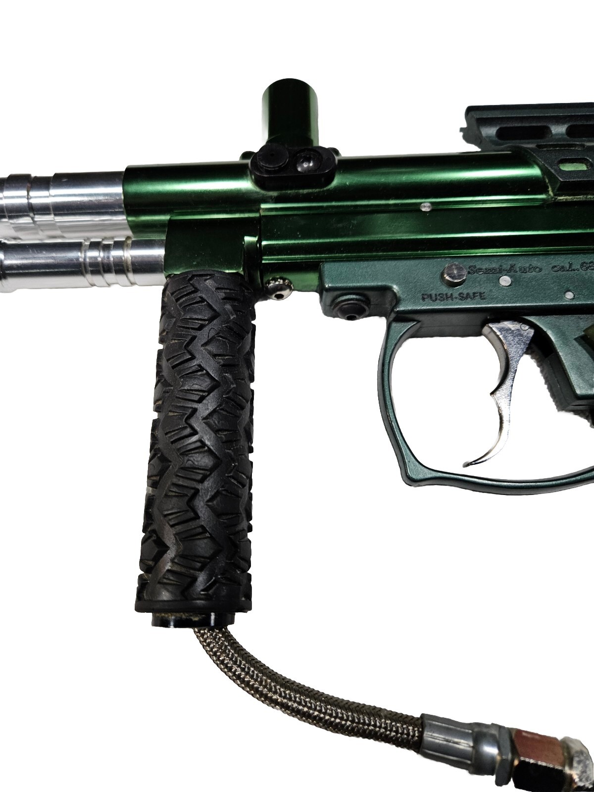 Spyder Green Victor 2 Paintball Gun Ported Barrel Vertical Grip Double Trigger
