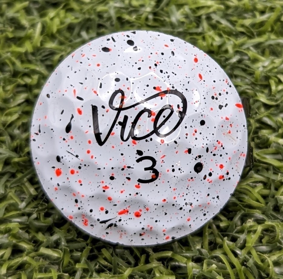 Vice Drip Real Golf Ball Marker - Red And Black Specks With Magnetic Hat Clip