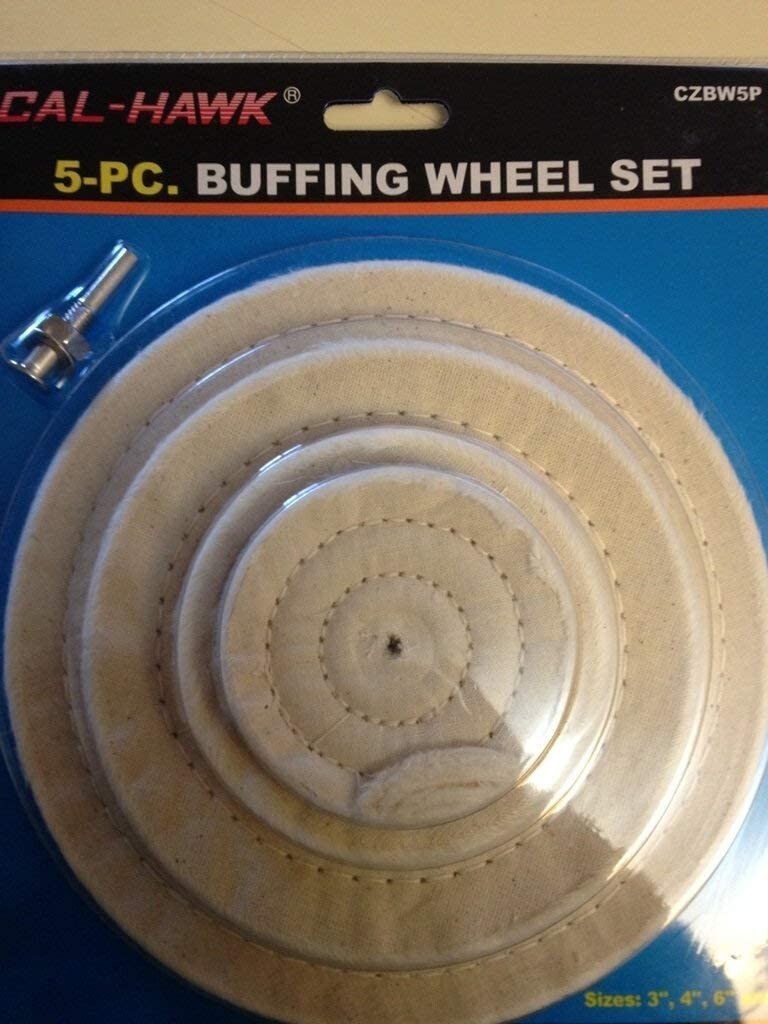 5-Pc Buffing Polishing Wheel (3", 4", 6". 8" Buffing Wheel & 1/4" Arbor Adaptor)
