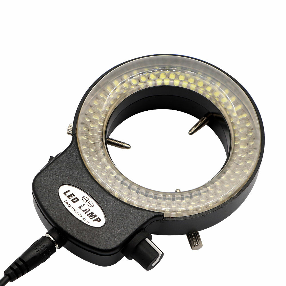 Black 144 LED Bulb Microscope Ring Light Illuminator Bright Lamp Adjust US Plug