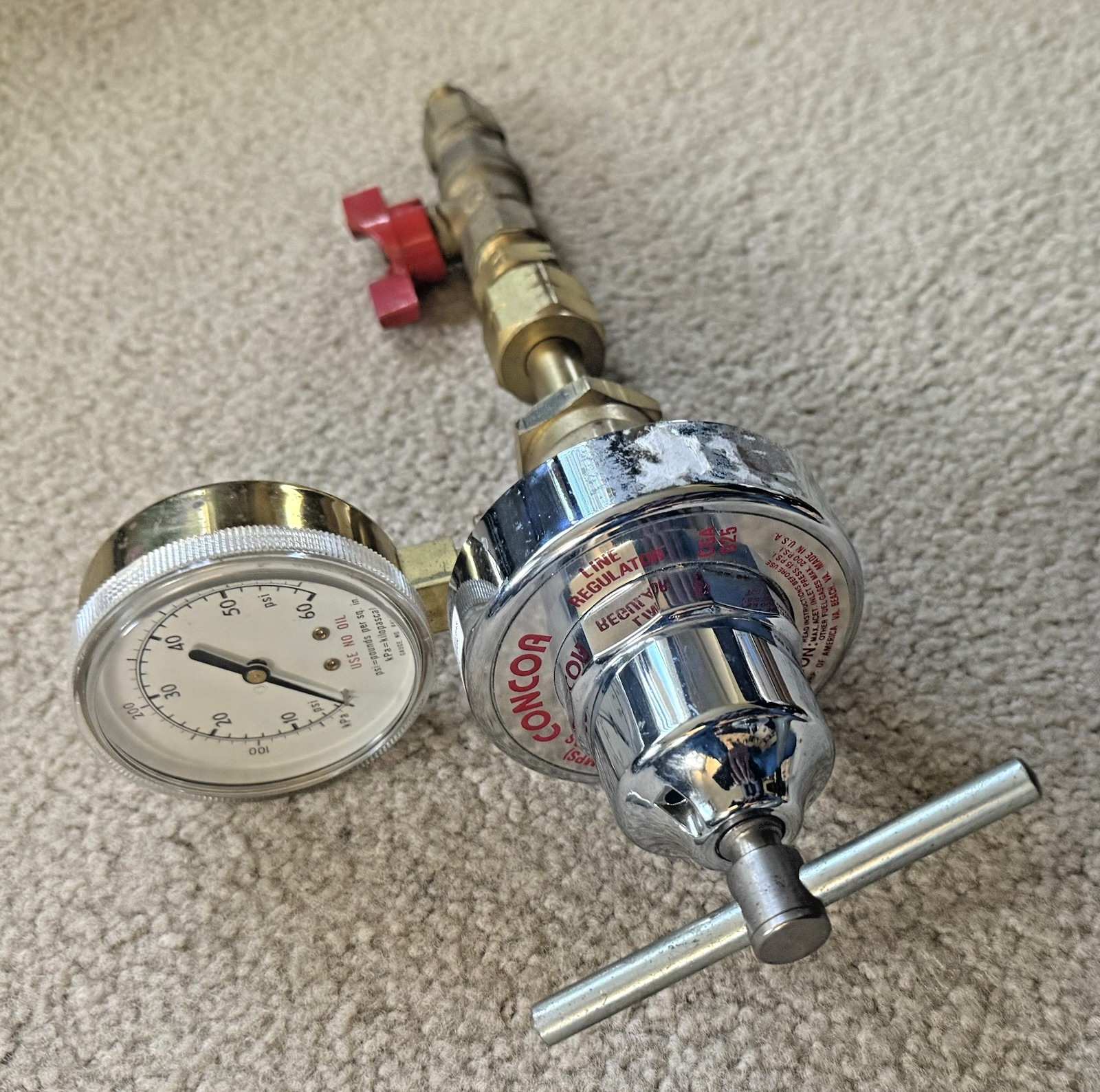 PROPANE/MAPP LINE REGULATOR CONCOA 1806 9979 & GAUGE W/ Shutoff Valve ++