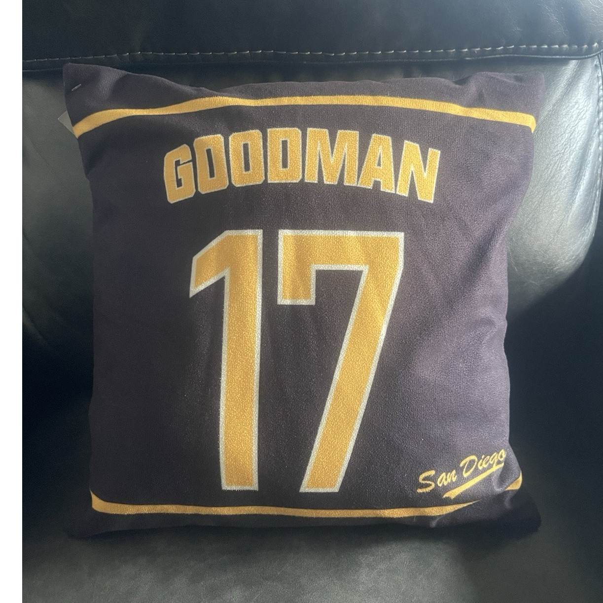 Sports Theme Square Decorative Pillow Black Yellow Letters Numbers