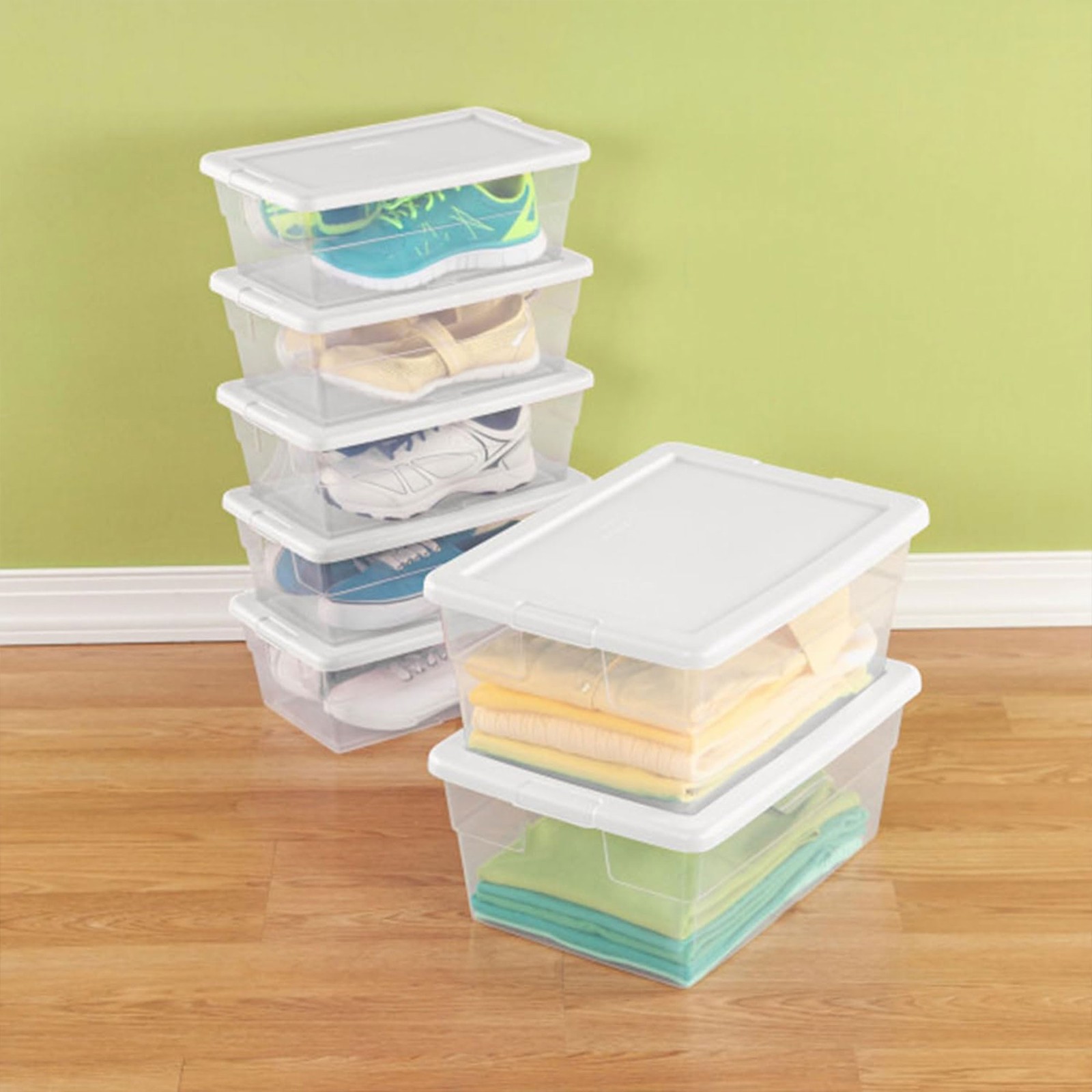 Sterilite 6 Qt Storage Box, Stackable Plastic Container, Home Organizer, 48 Pack