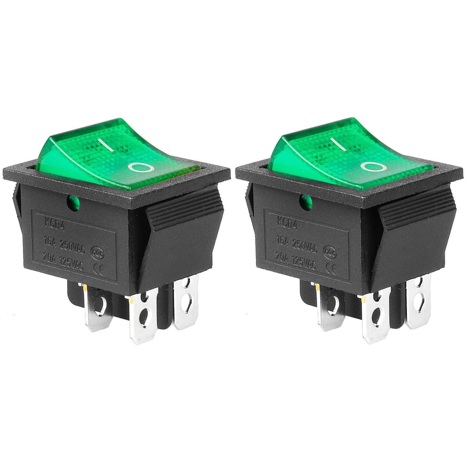 KCD4 2Pcs DC 12V-24V 30A DPST 4-Pin 2 Position ON/Off Boat Rocker Toggle Swit...