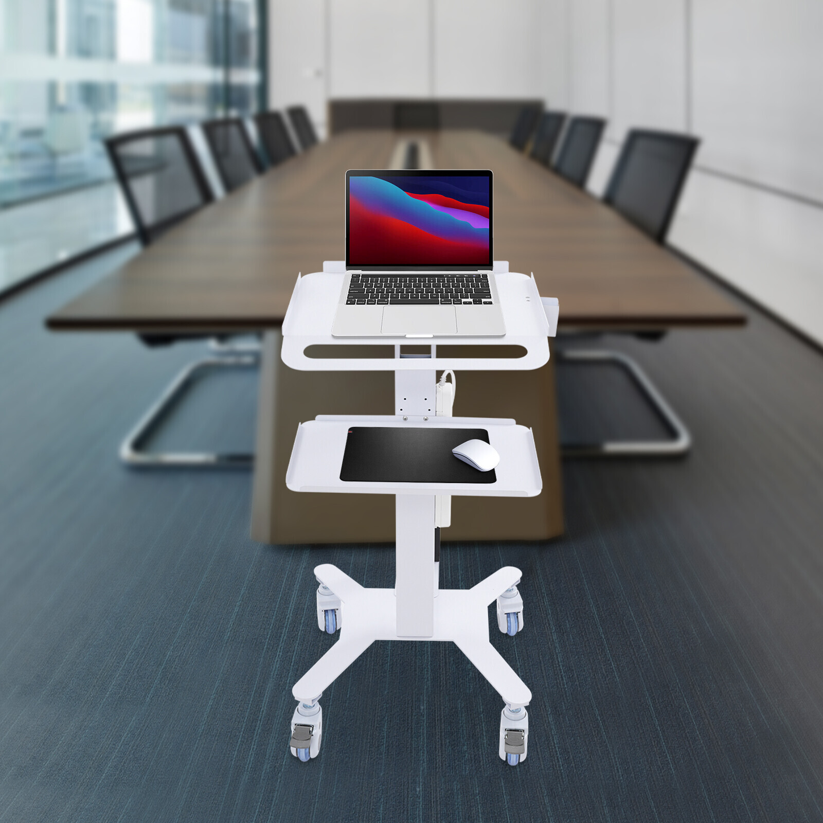 Adjustable Rolling Computer Cart, Mobile Standing Workstation, Mobile Cart
