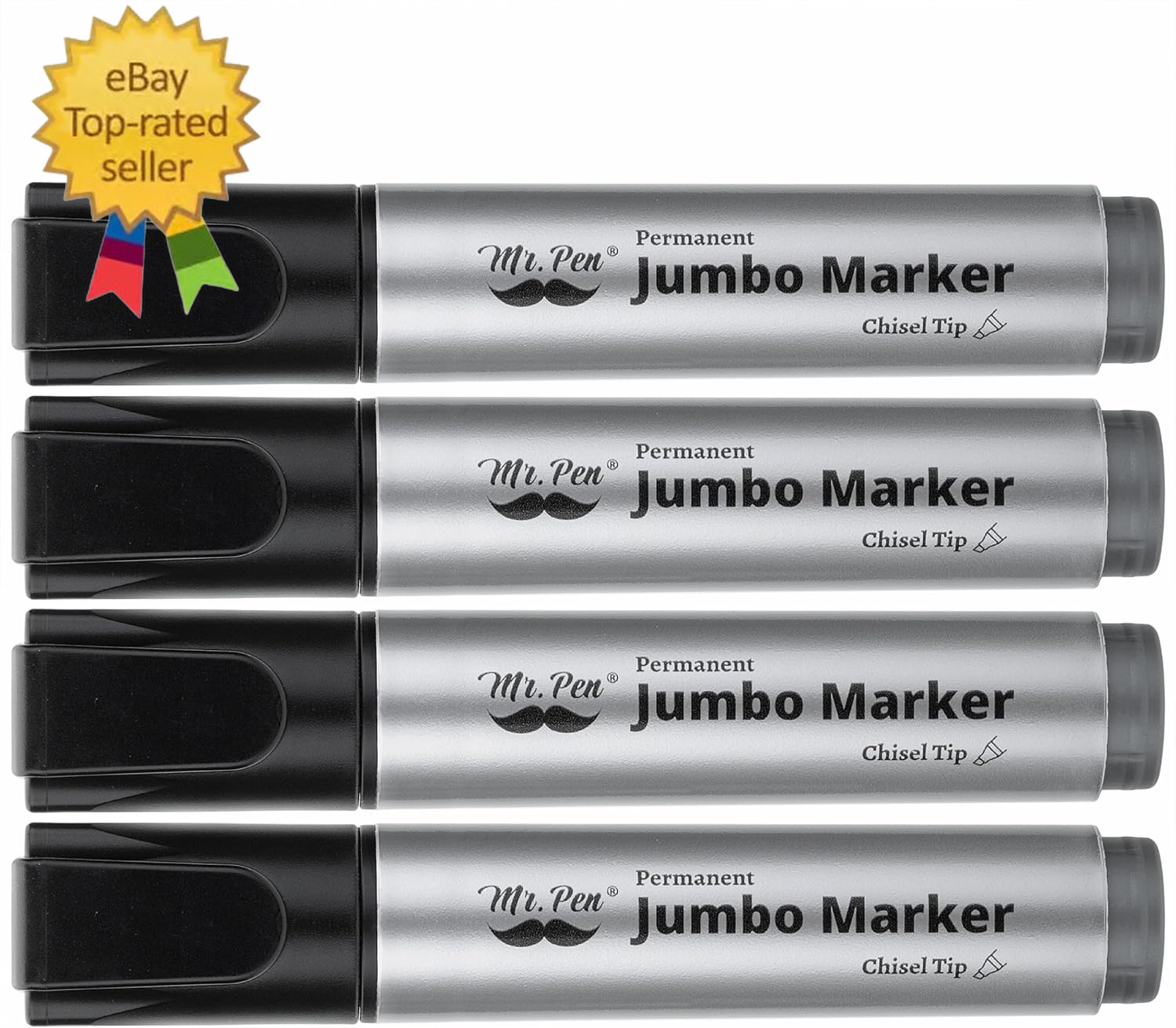 - Jumbo Permanent Markers, 4 Pack, Chisel Tip, Black, Thick, Large, Wide Tip