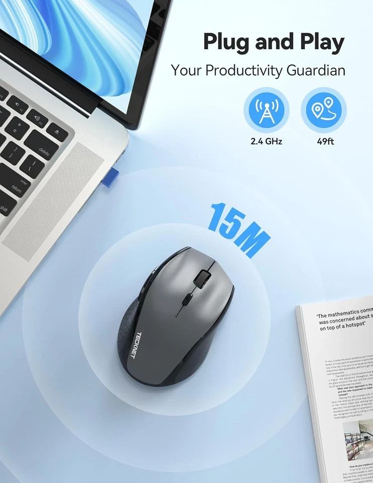 TECKNET Rechargeable Wireless Mouse–Ergonomic Precision & Silent-DAY FREE DELIVE