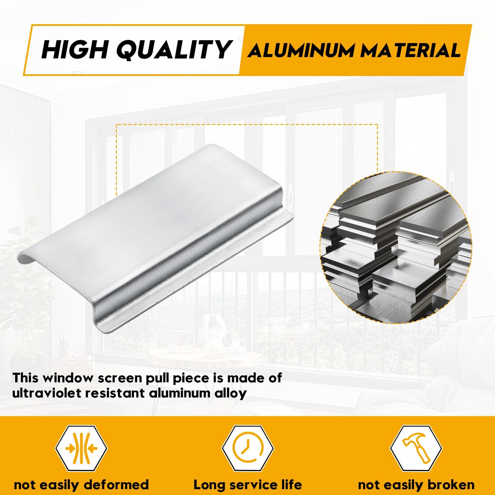 ​​Universal Aluminum Window Screen Pull Tabs 20-Pack Durable UV-Resistant Br...