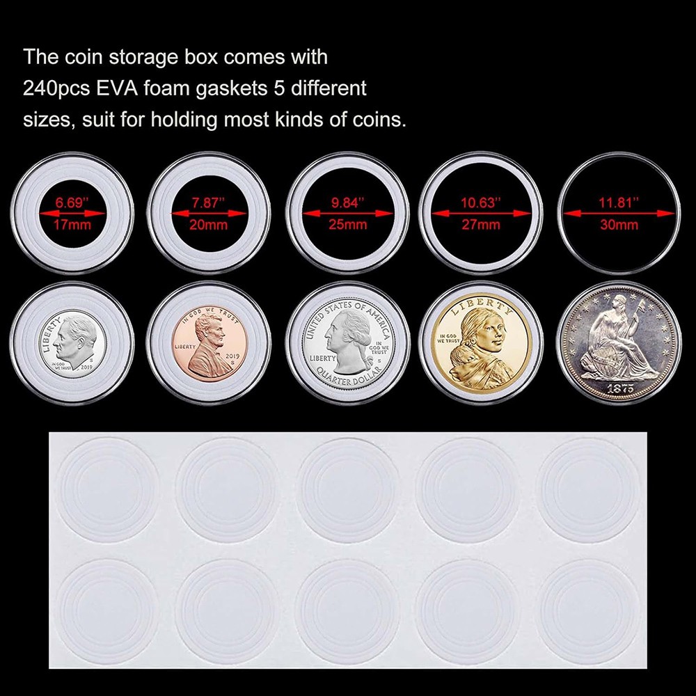 100Pack Clear Coin Capsule Round Plastic Holder 30mm Container Storage Box Case